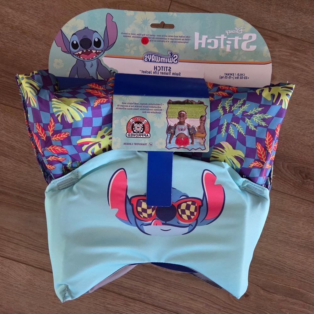 Disney Stitch Swimways Swim Trainer Life Jacket Vest USCG Approved 33-55 lbs NEW
